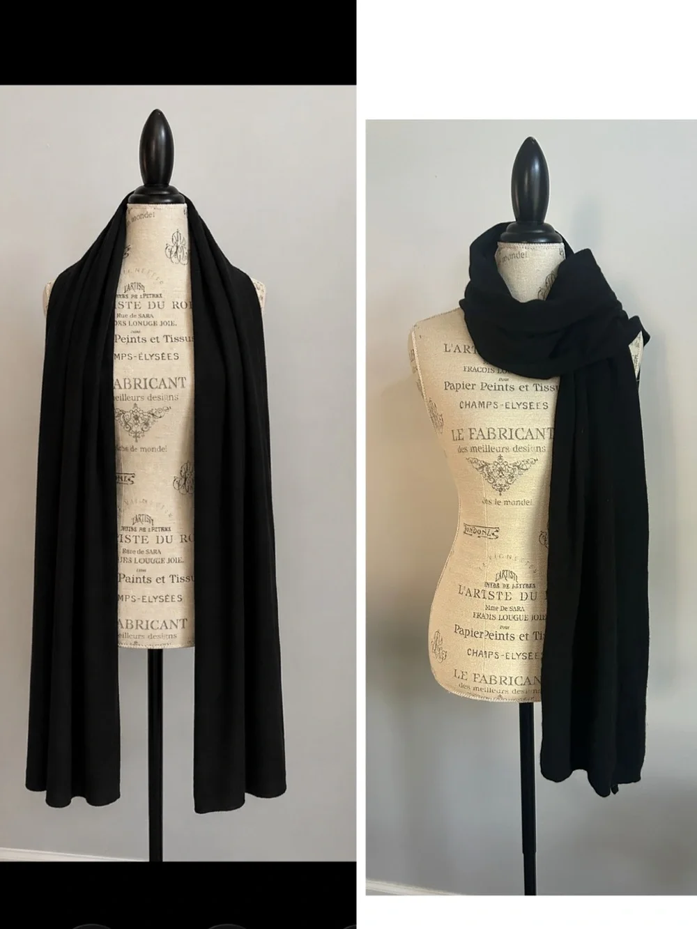 Saks Fifth Avenue Cashmere Black Oversized Scarf Shawl Wrap 75x 20” Soft Luxury